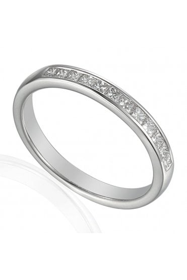 18ct White Gold Diamond Wedding Ring 0.50ct Princess Cut