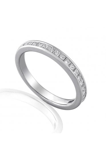 18ct White Gold Diamond Wedding Ring 0.51ct Princess Cut