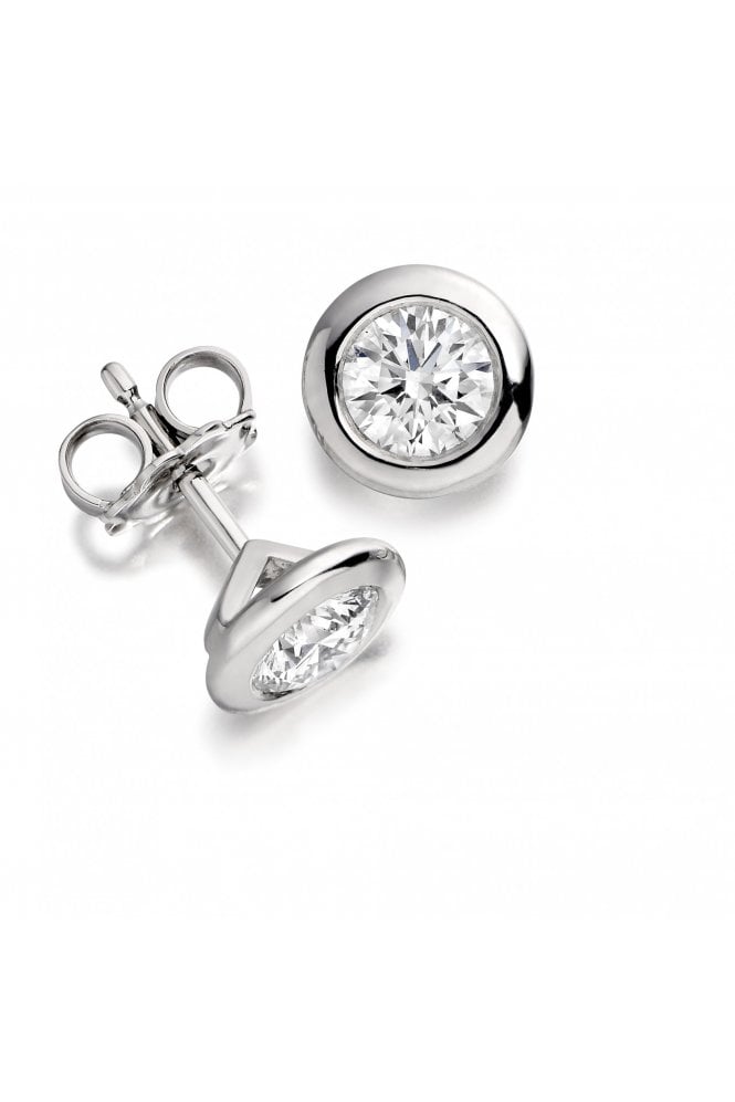 18ct White Gold Natural Diamond Earrings 0.50ct Round Brilliant Cut