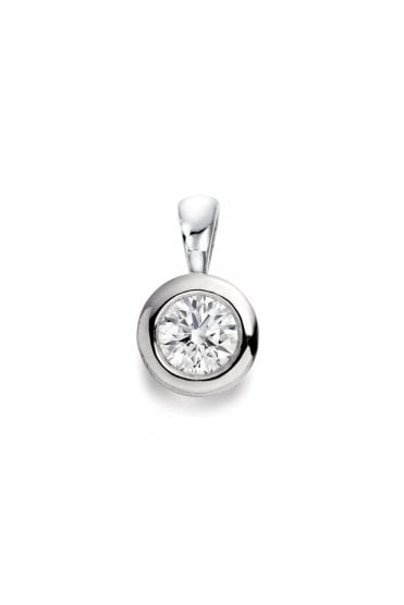 18ct White Gold Natural Diamond Pendant  0.41ct Round Brilliant Cut