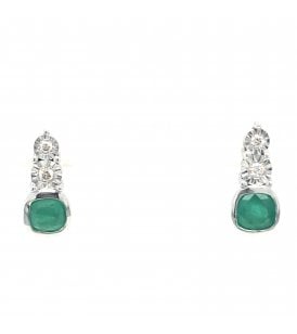 9ct White Gold Diamond & Emerald Earrings Diamond Carat Weight: 0.06cts