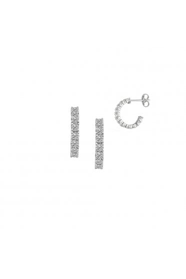 9ct White Gold Diamond Set Hoop Earrings Setting: Claw 9285WD