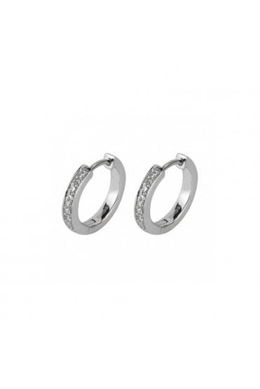 9ct White Gold & Diamond Set Huggies Hinged Clasp
