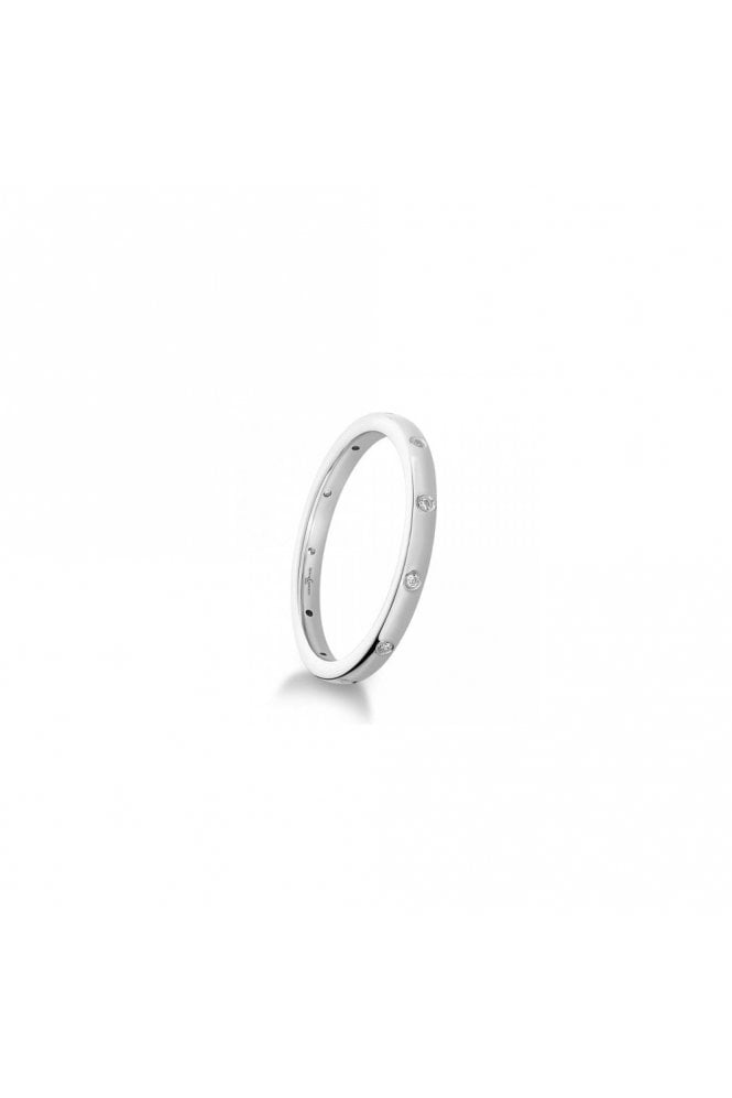 9ct White Gold Natural Diamond Set Wedding Band 0.55ct 2mm