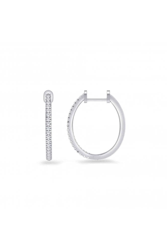 9ct White Gold Oval Diamond Set Huggy Earrings Diamond Carat Weight: 0.20cts