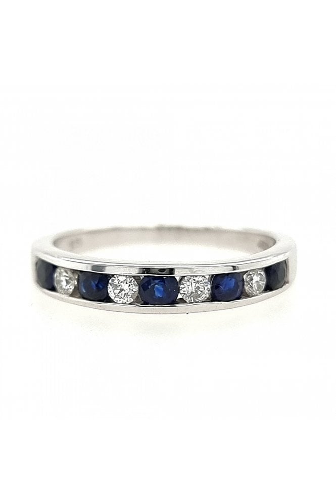 9ct White Gold Sapphire & Diamond Eternity Ring 9ct White Gold Channel Set