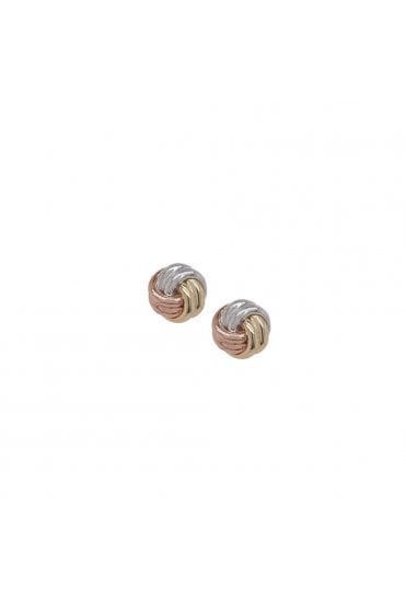9ct White, Rose & Yellow Gold Knot Stud Earrings 9ct Gold, Butterfly Fastenings
