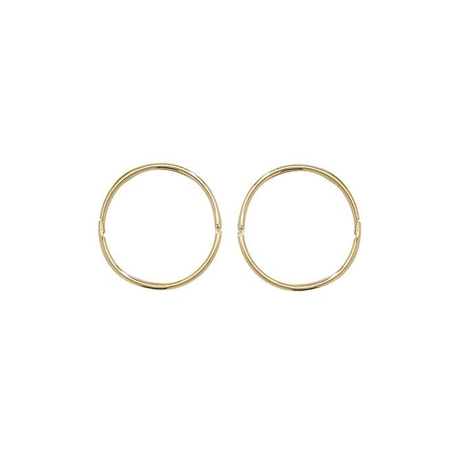 9ct Yellow Gold 14mm Hinged Sleeper Earrings Size: 14mm