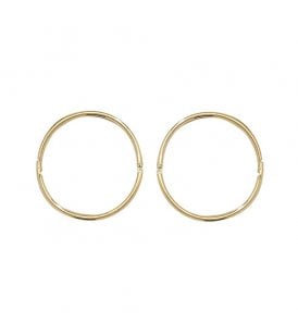 9ct Yellow Gold 14mm Hinged Sleeper Earrings Size: 14mm
