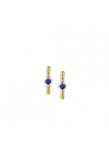 9ct Yellow Gold & 9ct White Gold Sapphire Earrings Bobble Hoop Earrings 9287YWS