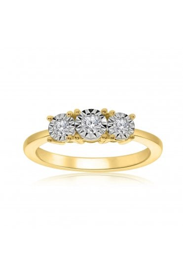 9ct Yellow Gold & Diamond Dress Ring Diamonds Miracle Plate Set