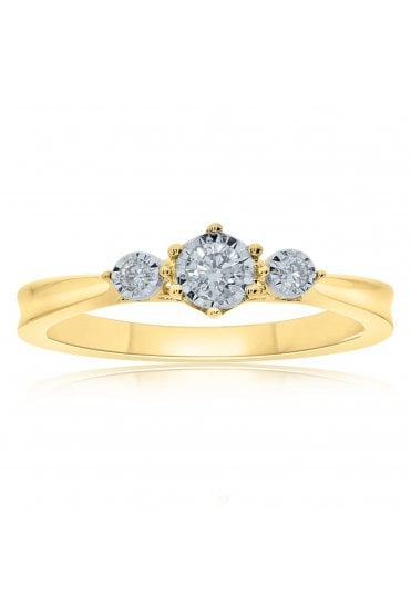 9ct Yellow Gold & Diamond Set Dress Ring Diamonds Miracle Plate Set