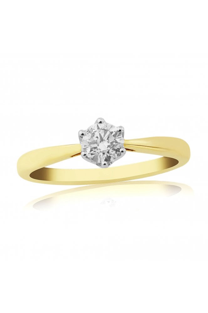 9ct Yellow Gold Diamond Solitaire Ring Diamond Carat Weight: 0.50 ct