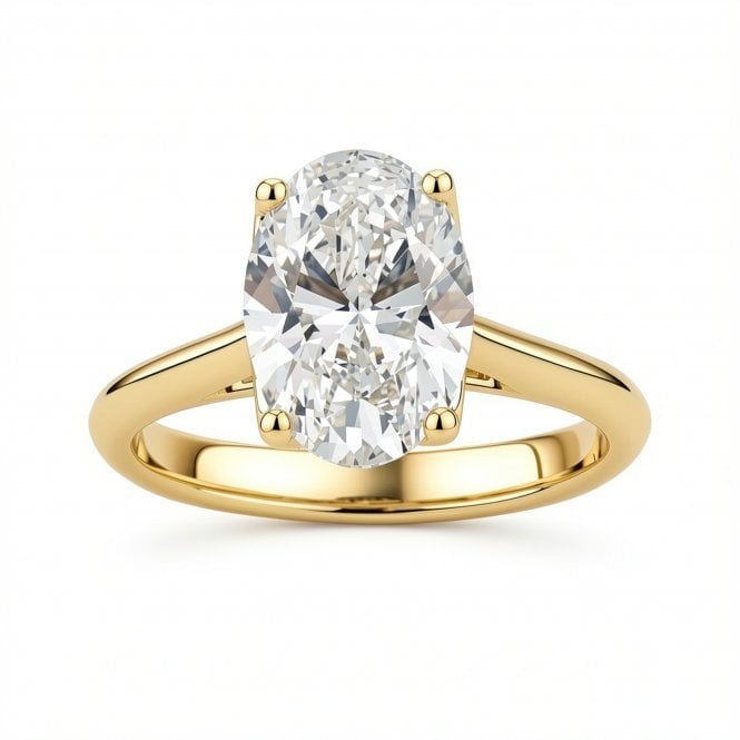 9ct Yellow Gold Lab Grown Diamond Solitaire Ring Lab Grown Diamond Oval Cut, SR100660Y-N