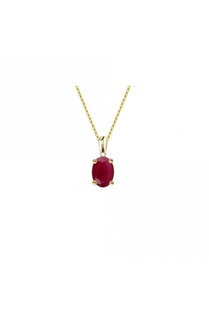 9ct Yellow Gold Oval Shaped Ruby Pendant Centre Stone: Ruby 6418YR