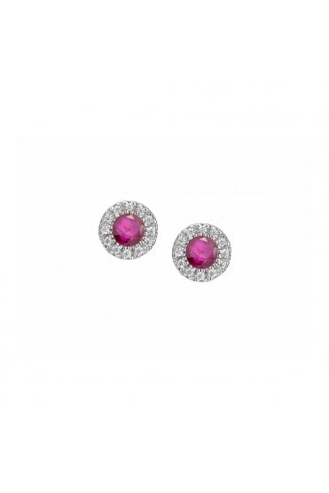9ct Yellow Gold Ruby & Diamond Cluster Earrings 9ct Yellow Gold Pave Set Cluster 6069YD/R