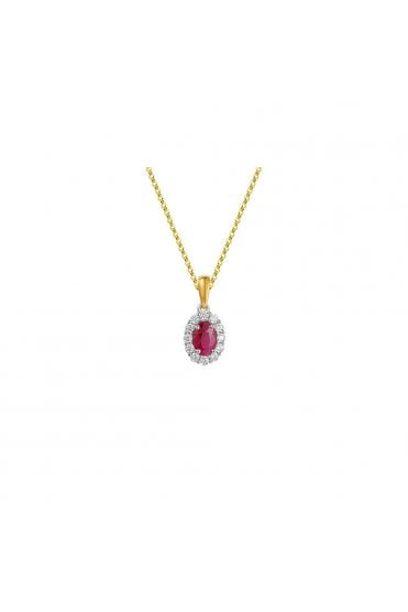 9ct Yellow Gold Ruby & Diamond Cluster Pendant 9ct Yellow Gold Pave Set Cluster 8556YWD/R