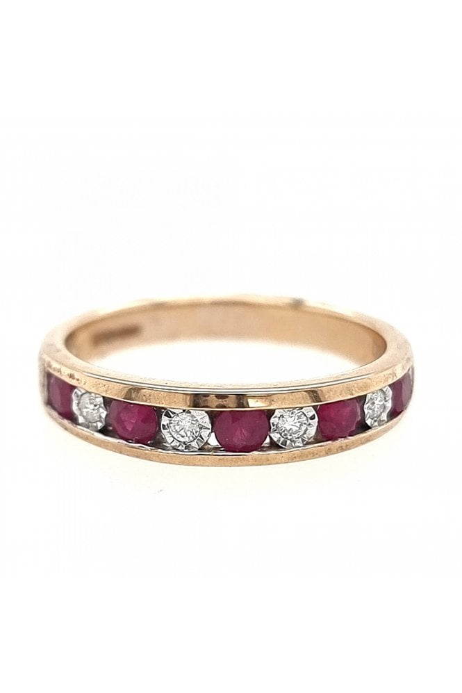 9ct Yellow Gold Ruby & Diamond Eternity Ring 9ct Yellow Gold Channel Set