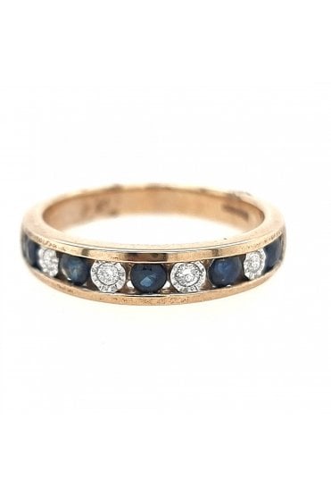 9ct Yellow Gold Sapphire & Diamond Eternity Ring 9ct Yellow Gold Channel Set