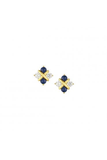 9ct Yellow Gold Sapphire & Diamond Set Earrings 9ct Yellow Gold Noughts & Crosses Stud Earrings 9184YD/S
