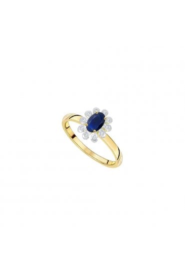 9ct Yellow Gold Sapphire & Diamond Set Ring Centre Stone: Sapphire