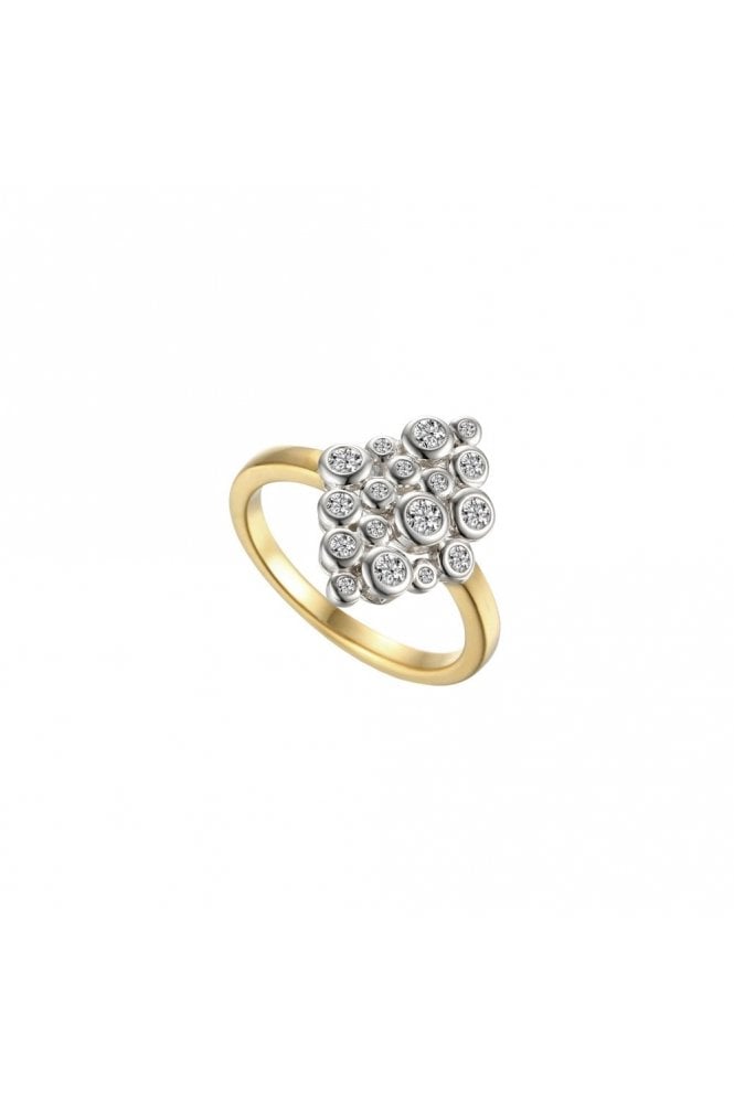 9ct Yellow Gold Shank & Diamond Set Bubble Ring Stone Cut: Round