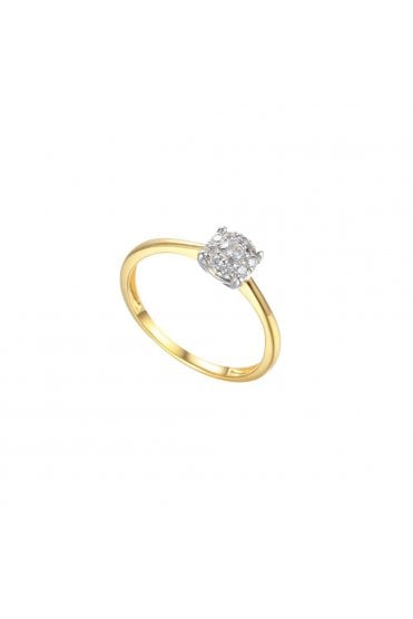 9ct Yellow Gold Shank & Diamond Set Cluster Ring Centre Stone: Diamond