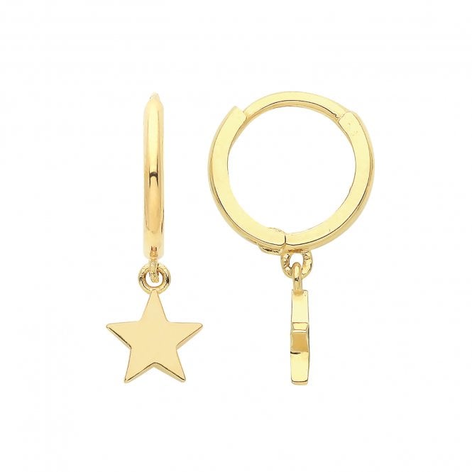 9ct Yellow Gold Star Drop Hinged Earrings