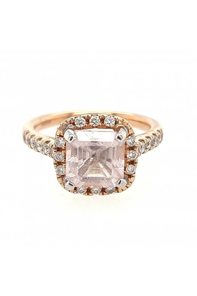 Beautiful Morganite & Diamond Set Ring 18ct Rose Gold
