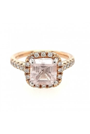 Beautiful Morganite & Diamond Set Ring 18ct Rose Gold