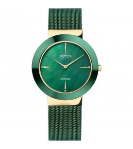 Bering Ceramic Diamond Polished Gold Colour Case, 11435-338