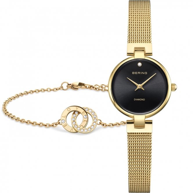Bering Watch & Bracelet Gift Set Gold Colour, 17724-332-GWP