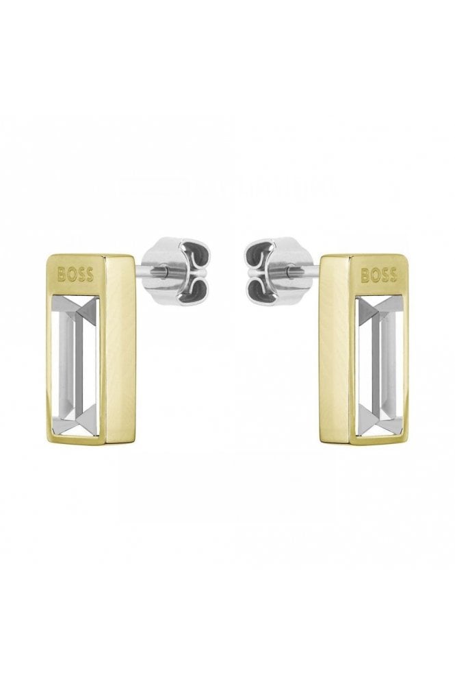 Boss Ladies Clia Baguette Earrings Light Yellow Gold Ion Plated Stainless Steel, 1580413