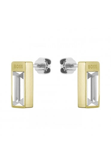 Boss Ladies Clia Baguette Earrings Light Yellow Gold Ion Plated Stainless Steel, 1580413