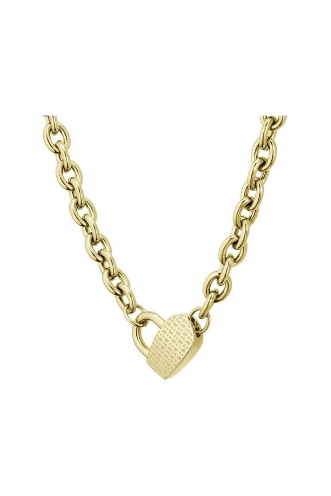 Boss Ladies Dinya Necklace Light Yellow Gold Ion Plated Stainless Steel, 1580417
