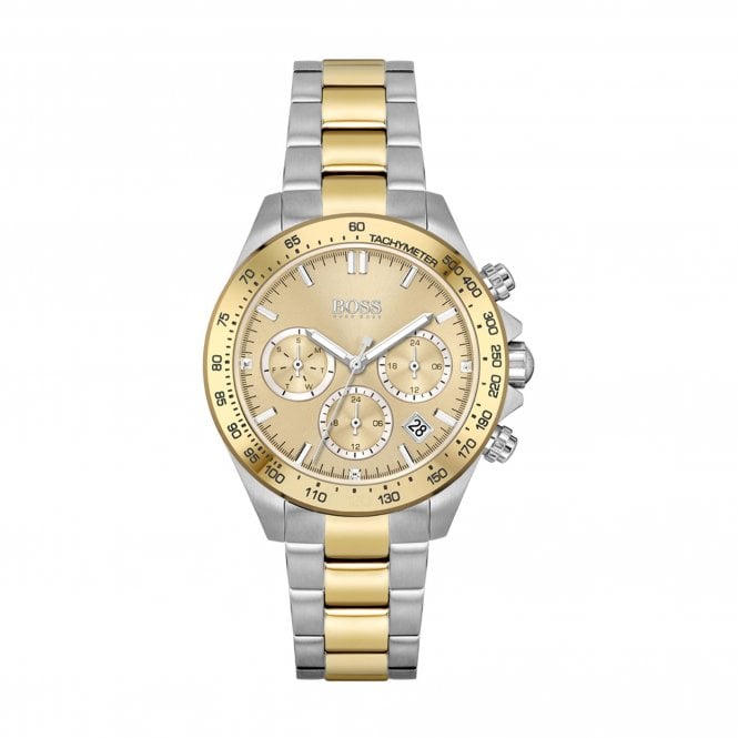 Boss Novia Sport Lux Chronograph Dial Watch Yellow Gold Plated and Stainless Steel Case, 1502618