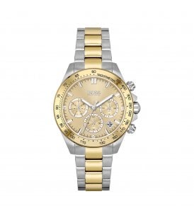 Boss Novia Sport Lux Chronograph Dial Watch Yellow Gold Plated and Stainless Steel Case, 1502618