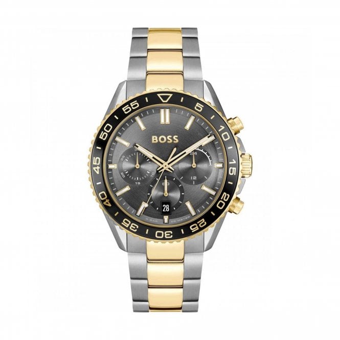Boss Runner Chronograph Watch Stainless Steel and Yellow Gold PVD Case, 1514144