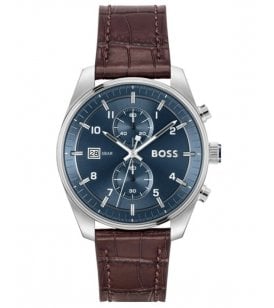 Boss Skytraveller Chronograph Watch Stainless Steel Case, 1514194
