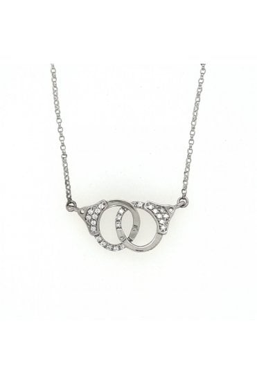Carat* London 925 Sterling Silver & Pave Set Handcuff Necklace
