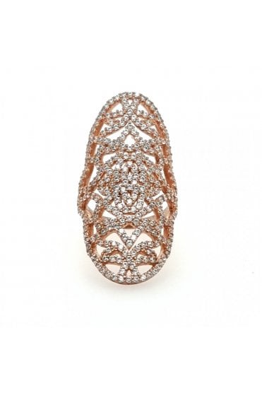 CARAT* London Endora Pave Set Ring 925 Sterling Silver, Rose Gold Finish 22983-1