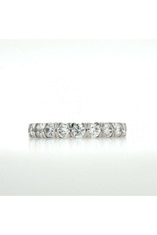 Carat* London Fully Set Eternity Ring 9ct White Gold, UK Ring Size: K 1/2 20568-28