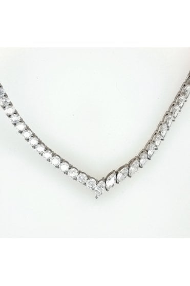 Carat London* Marquise & Round Brilliant Necklace 925 Sterling Silver, Rhodium Plated 22288-1