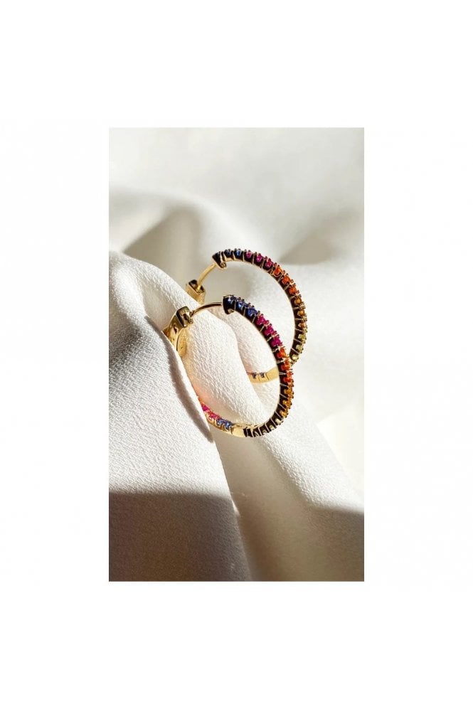 Carat* London Small Rainbow Hoop Earrings Sterling Silver & Yellow Gold Plated, CE925Y-RBOW-S