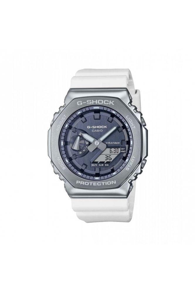Casio G-Shock White & Blue, Analogue & Digital GM-2100WS-7AER