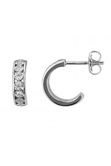 Channel Set Diamond Earrings  9ct White Gold