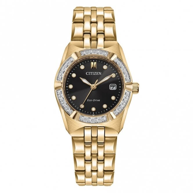 Citizen Corso Diamond Watch 28mm Stainless Steel Gold Tone Case, EW2712-55E