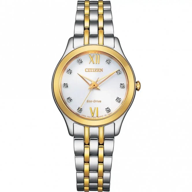 Citizen Silhouette Diamond Watch 29mm Stainless Steel Two Tone Case, EM1014-50A