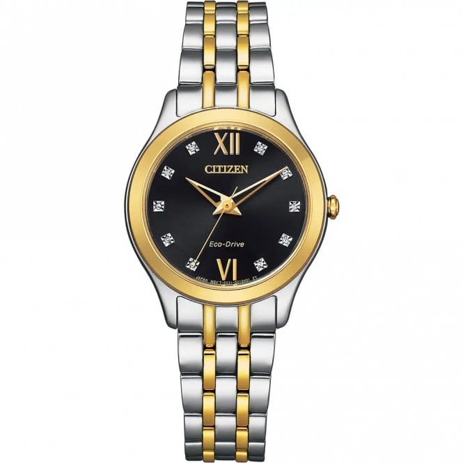 Citizen Silhouette Diamond Watch 29mm Stainless Steel Two Tone Case, EM1014-50E