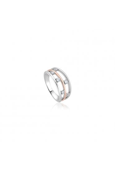 Clogau® Awyr Y Nos White Topaz Ring 925 Sterling Silver & 9ct Welsh Rose Gold 3SAYN0191/N